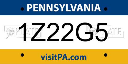 1Z22G5 Pennsylvania License Plate