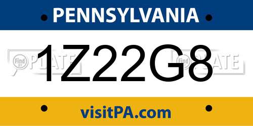 1Z22G8 Pennsylvania License Plate