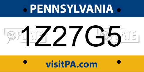1Z27G5 Pennsylvania License Plate