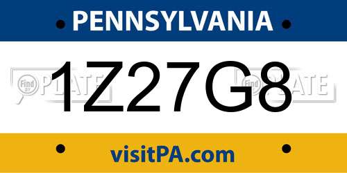 1Z27G8 Pennsylvania License Plate