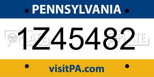1Z45482 Pennsylvania License Plate