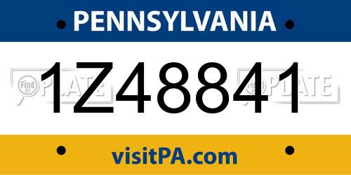 1Z48841 Pennsylvania License Plate