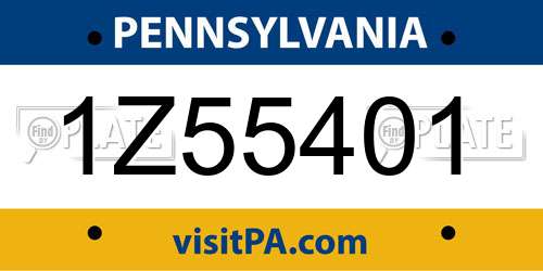 1Z55401 Pennsylvania License Plate