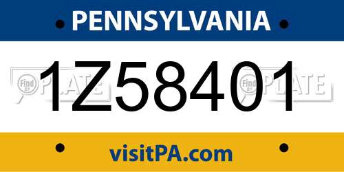 1Z58401 Pennsylvania License Plate