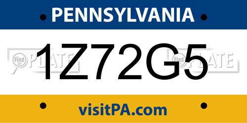 1Z72G5 Pennsylvania License Plate