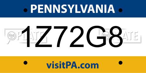 1Z72G8 Pennsylvania License Plate