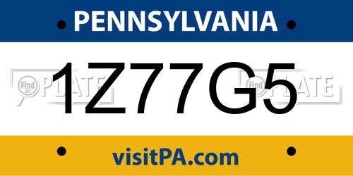 1Z77G5 Pennsylvania License Plate