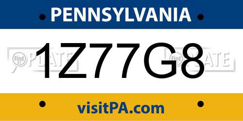 1Z77G8 Pennsylvania License Plate