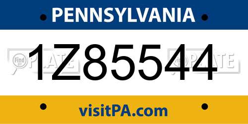 1Z85544 Pennsylvania License Plate