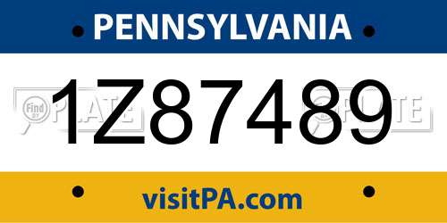1Z87489 Pennsylvania License Plate