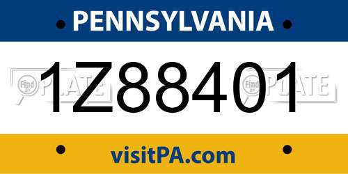 1Z88401 Pennsylvania License Plate