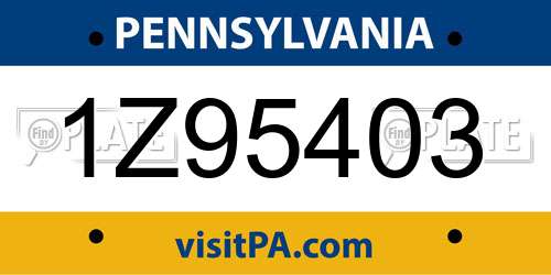 1Z95403 Pennsylvania License Plate