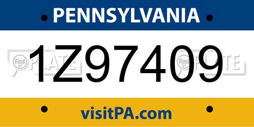 1Z97409 Pennsylvania License Plate