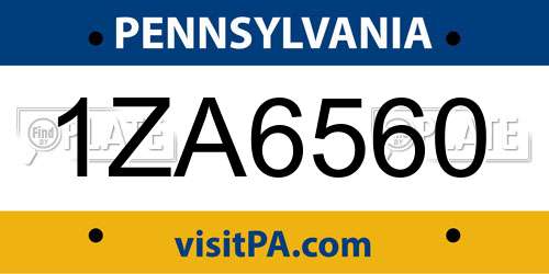 1ZA6560 Pennsylvania License Plate
