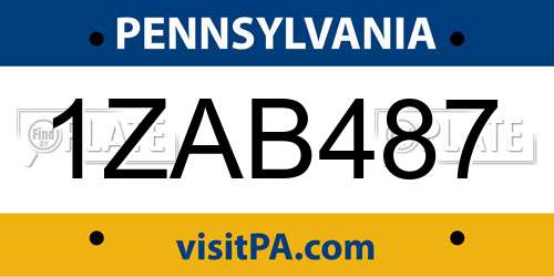 1ZAB487 Pennsylvania License Plate