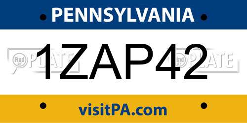 1ZAP42 Pennsylvania License Plate