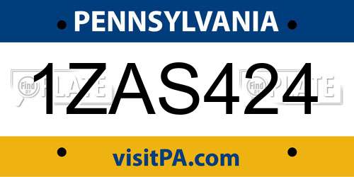 1ZAS424 Pennsylvania License Plate