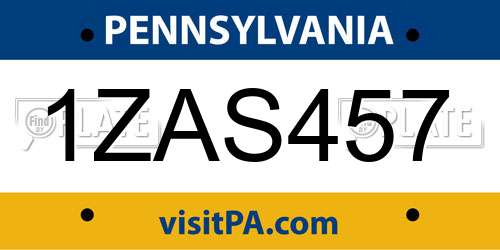 1ZAS457 Pennsylvania License Plate