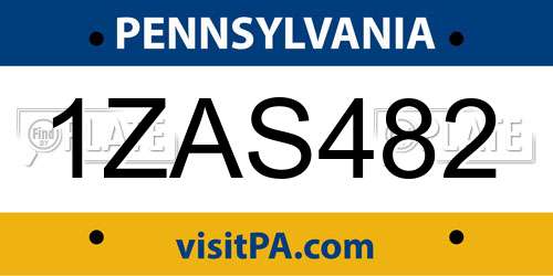 1ZAS482 Pennsylvania License Plate