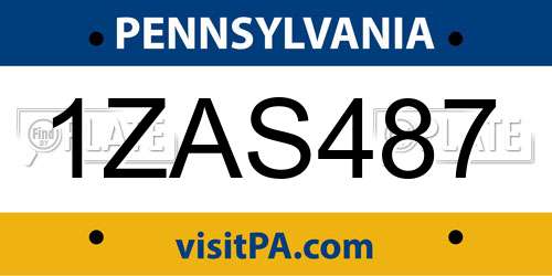 1ZAS487 Pennsylvania License Plate