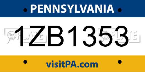 1ZB1353 Pennsylvania License Plate