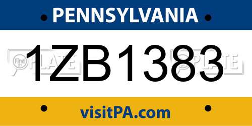 1ZB1383 Pennsylvania License Plate