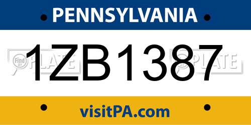 1ZB1387 Pennsylvania License Plate