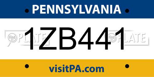1ZB441 Pennsylvania License Plate