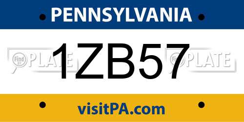 1ZB57 Pennsylvania License Plate