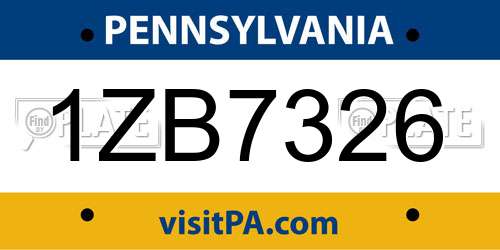 1ZB7326 Pennsylvania License Plate