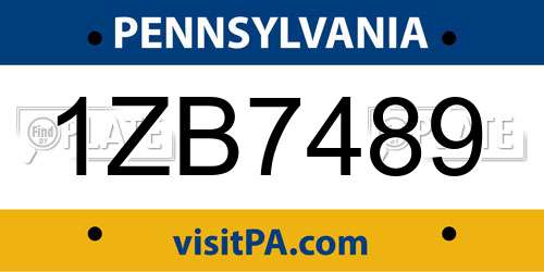 1ZB7489 Pennsylvania License Plate