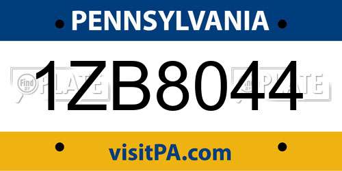 1ZB8044 Pennsylvania License Plate