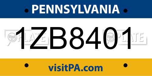 1ZB8401 Pennsylvania License Plate