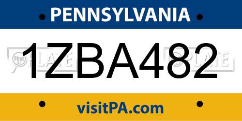 1ZBA482 Pennsylvania License Plate