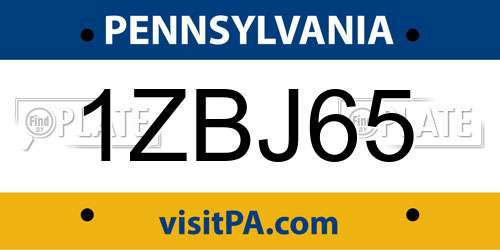 1ZBJ65 Pennsylvania License Plate