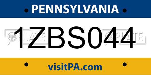 1ZBS044 Pennsylvania License Plate