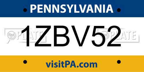 1ZBV52 Pennsylvania License Plate