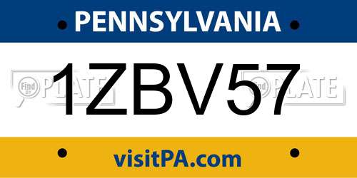 1ZBV57 Pennsylvania License Plate