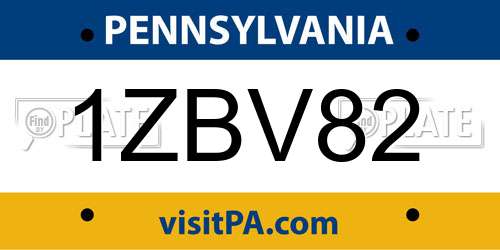 1ZBV82 Pennsylvania License Plate