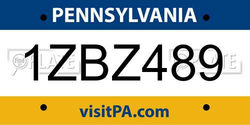 1ZBZ489 Pennsylvania License Plate