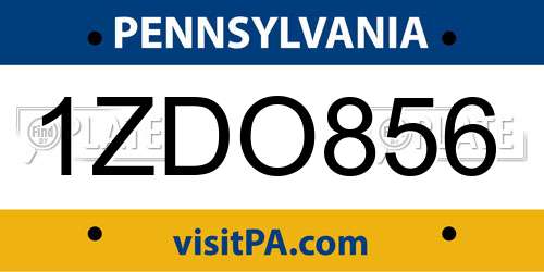 1ZDO856 Pennsylvania License Plate