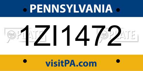 1ZI1472 Pennsylvania License Plate