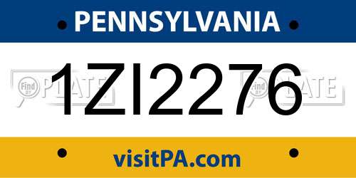 1ZI2276 Pennsylvania License Plate