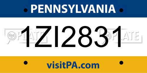 1ZI2831 Pennsylvania License Plate