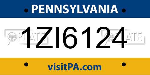 1ZI6124 Pennsylvania License Plate