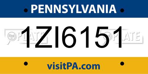 1ZI6151 Pennsylvania License Plate