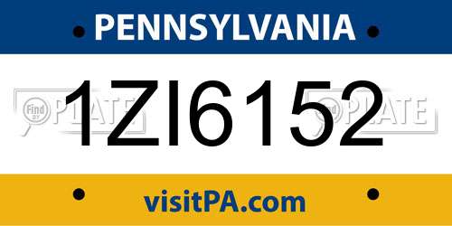 1ZI6152 Pennsylvania License Plate