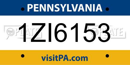 1ZI6153 Pennsylvania License Plate