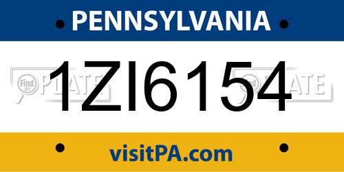 1ZI6154 Pennsylvania License Plate