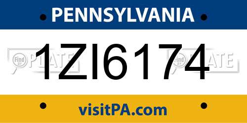 1ZI6174 Pennsylvania License Plate